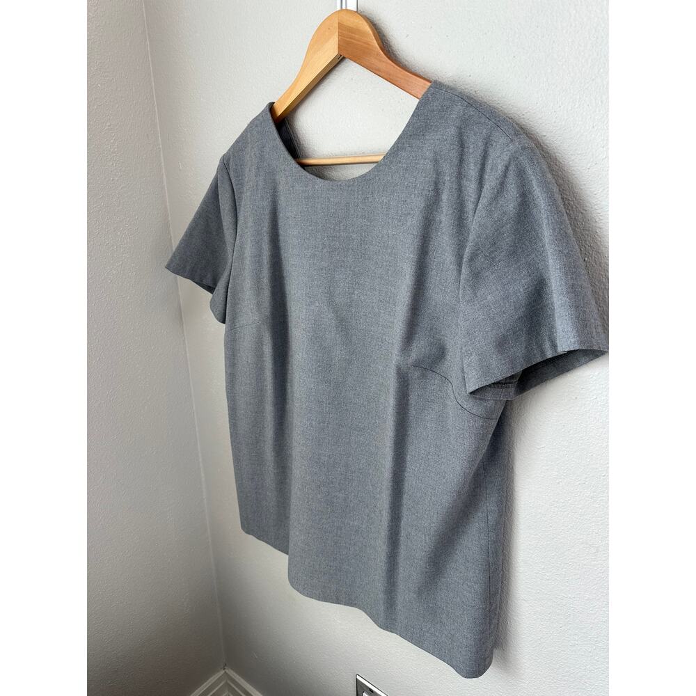 BANANA REPUBLIC Gray Bow Top - Gray  - Women's L - Minimal Neutral Workwear